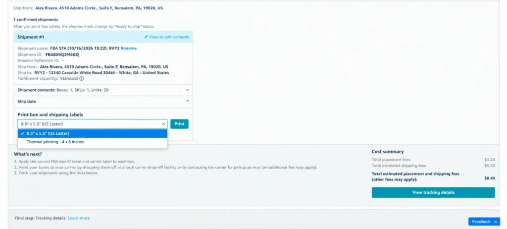 Amazon FBA shipment confirmation