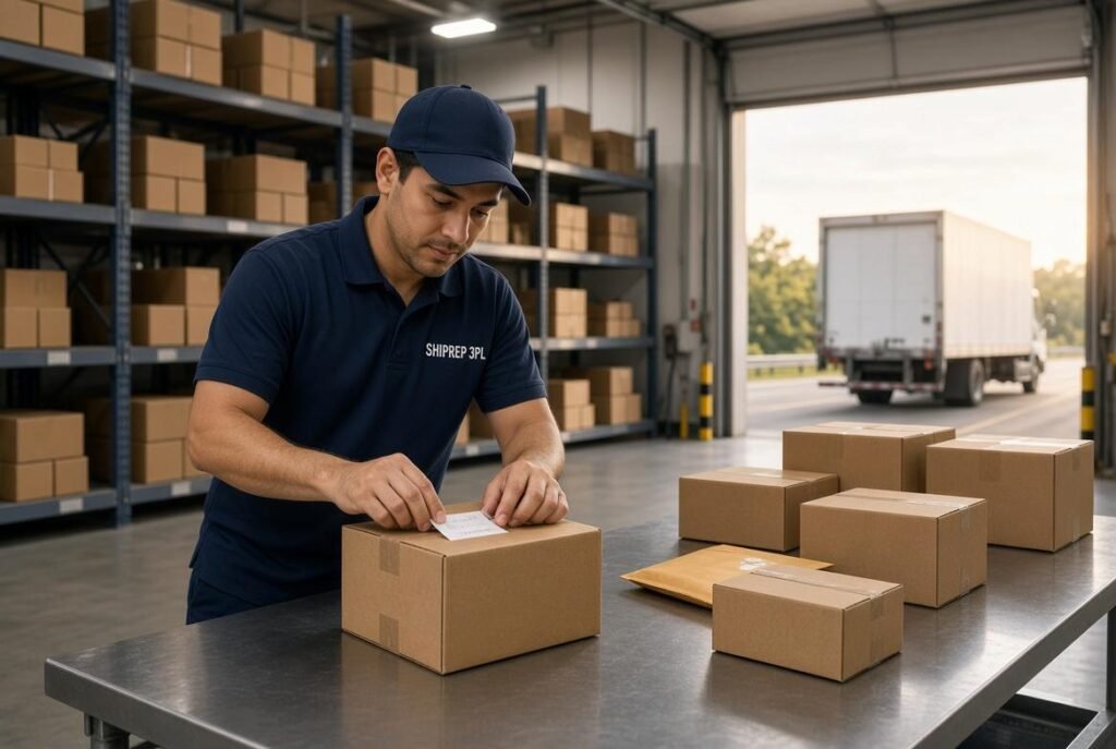 Amazon FBA prep center in Pennsylvania preparing inventory for fulfillment centers