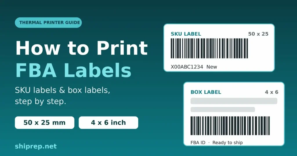How to print FBA labels on a thermal printer: SKU label and box label settings