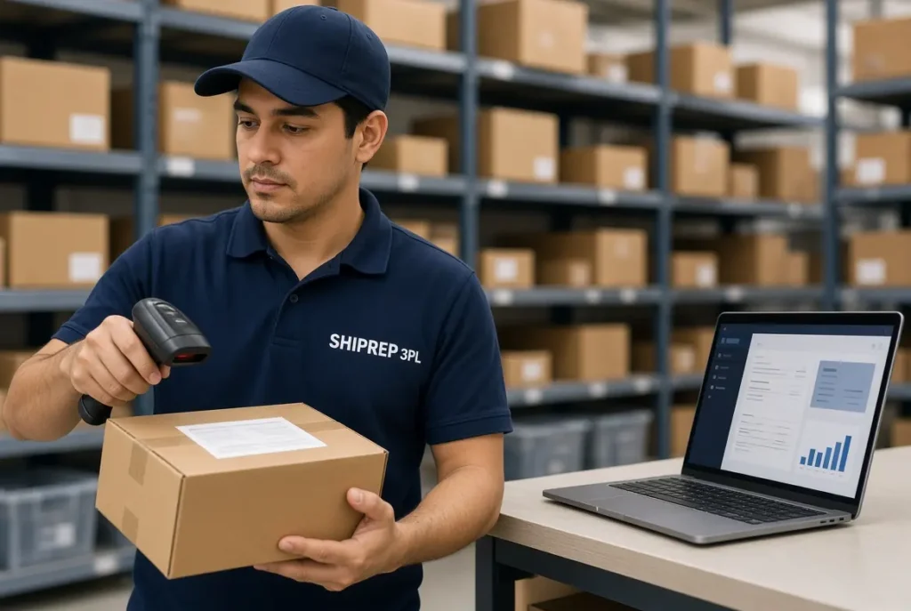Shopify 3PL service: worker processing an order at a fulfillment warehouse